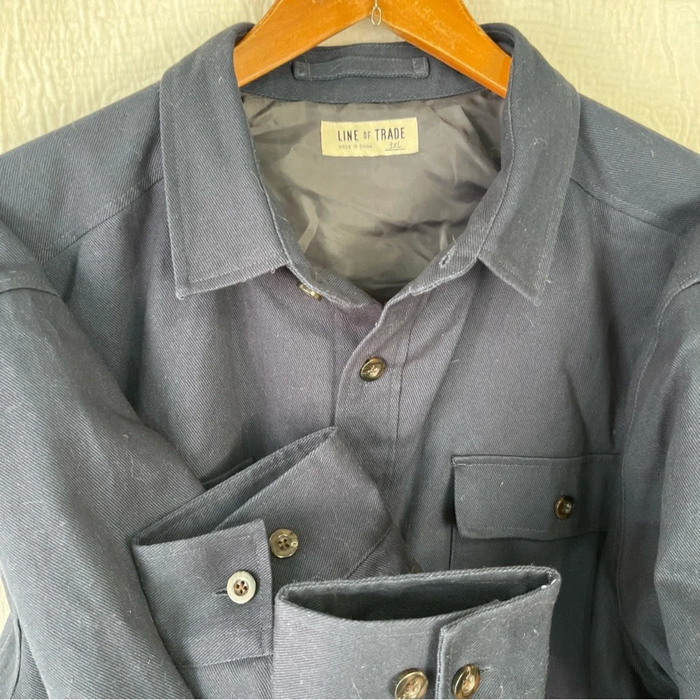 Line of Trade Shirt Jacket Shacket Men 3X Navy Blue Quilted Insulated Work Coat